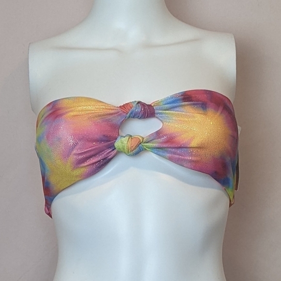 Dippin Daisys Daydreaming Strapless Rainbow Sparkly Bikini Top size Small - Picture 1 of 5